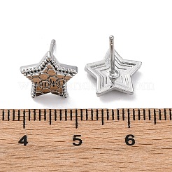 真鍮製スタンドピアス  スター  プラチナメッキ  11x11mm&nbsp;EJEW-D288-14P
