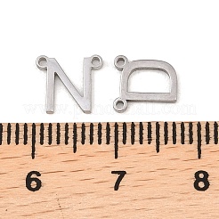 304ステンレススチールチャームセット26個  a～zの文字  ステンレス鋼色  7~7.5x4~11x1mm  穴：0.9mm&nbsp;STAS-B123-02P