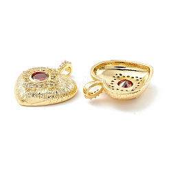 Rack Plating Brass Micro Pave Clear & Orange Red Cubic Zirconia Pendants&nbsp;KK-D073-15G