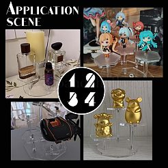 4段透明アクリル模型玩具組み立てホルダー  アクションフィギュア六角ディスプレイライザー  ネジとドライバーで  透明  完成品:: 18x12.5x10cm  約18個/セット&nbsp;ODIS-WH0034-05A