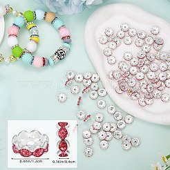 120個真鍮ラインストーンスペーサービーズ  グレードA  ウェーブエッジ  銀色のメッキ  ロンデル  ローズ  12x4mm  穴：2.5mm&nbsp;FIND-SZ0003-70B