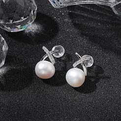 Natural Pearl Ear Studs&nbsp;EJEW-P286-20P