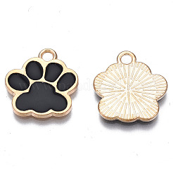 合金エナメルチャーム  カドミウムフリー＆鉛フリー  犬の足跡  ブラック  17.5x16x1.5mm  穴：2mm&nbsp;X1-ENAM-T016-22LG-C-RS