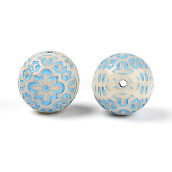 塗装された不透明アクリルビーズ  花の丸  ライトスカイブルー  14mm  穴：1.6mm  約333個/500g&nbsp;OACR-T029-02F