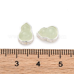 真鍮ビーズ  カドミウムフリー＆ニッケルフリー＆鉛フリー  ガラスと  ヒョウタン  銀  10x7.5x6mm  穴：1.2mm&nbsp;KK-H513-14S