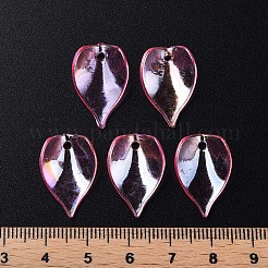 透明なアクリルビーズ  ABカラー  花びら  ピンク  21x14x1mm  穴：2mm  約2300個/500g&nbsp;MACR-S373-103-C05