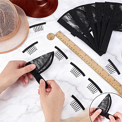 ポリエステル製ウィッグポニーテールキャップ8個  面ファスナー付き  ステンレススチールとポリエステルのヘアコーム16個  ブラック  187x100x3mm&nbsp;OHAR-WR0001-09