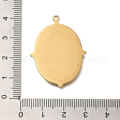 イオンプレーティング（IP）304ステンレススチールペンダントカボションセッティング  オーバル  18KGP本金メッキ  トレイ：25x18.5mm  36.5x26.5x2mm  穴：1.5mm&nbsp;X-STAS-H225-03G