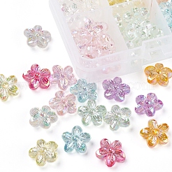 透明なアクリルビーズ  ABカラー  花  ミックスカラー  14.5x15.5x7mm  穴：1.8mm  6.7グラム  約9~10PCS /カラー&nbsp;TACR-YW0001-47