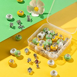イースターのためのDIYジュエリー製作キット  手作りの磁器ヨーロッパビーズを含む  合金ヨーロッパビーズ＆ダングルチャーム  ミックスカラー  50個/箱&nbsp;DIY-LS0001-95