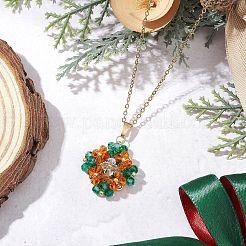 3Pcs 3 Colors Glass Seed Beaded Clover Pendant 304 Stainless Steel Cable Chain Necklaces for Women&nbsp;NJEW-MZ00128