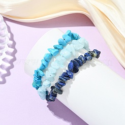 Natural & Synthetic Mixed Gemstone Chips Beaded Multi-strand Bracelets for Women&nbsp;BJEW-JB13986-02
