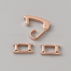 真鍮製折りたたみ式クラスプ  長方形  ローズゴールド  15x3.5x4.5mm&nbsp;KK-WH0079-109A-RG