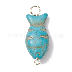 Synthetic Turquoise Fish Connector Charms&nbsp;PALLOY-JF02656