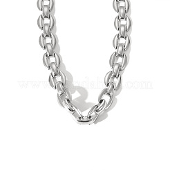 304ステンレススチール製オーバルリンクチェーンネックレス（ユニセックス）  ステンレス鋼色  14.37インチ（36.5cm）&nbsp;XX1878-2