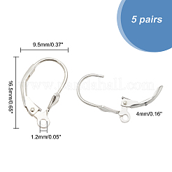 スターリングシルバーのフレンチフックピアス金具5組  925銀メッキ  16.5x9.5x4mm  穴：1.2mm&nbsp;STER-PH0001-06