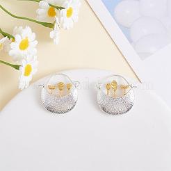 ツートンカラーの花かご合金フープピアス  ゴールデン＆シルバー  30x28.7x6mm&nbsp;JE1086A