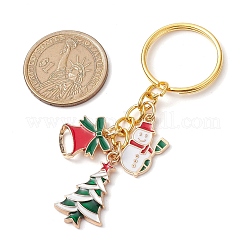 クリスマステーマ合金エナメルキーホルダー  鉄のスプリットキーリング付き  混合図形  ゴールドカラー  7.8cm&nbsp;KEYC-JKC00922