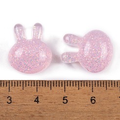 透明エポキシ樹脂バニーデコデンカボション  キラキラウサギ  ミスティローズ  19x16x10mm&nbsp;CRES-P035-03B