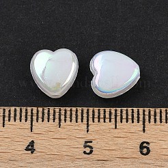 ABSプラスチックビーズ2631個  ハート  ABカラーメッキ  ホワイト  9x9x4.5mm  穴：1.6mm&nbsp;KY-H009-01K