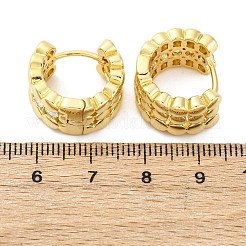 ブラスマイクロパヴェクリアキュービックジルコニアフープピアス  長持ちメッキ  鉛フリー＆カドミウムフリー  18KGP本金メッキ  16x17.5x10.5mm&nbsp;EJEW-H158-14G