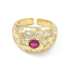 Cubic Zirconia Dome Open Cuff Ring&nbsp;RJEW-P079-09G-03