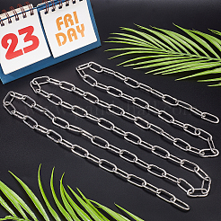 304ステンレススチールペーパークリップチェーン  ハンダ付け  ステンレス鋼色  30x14x3mm  約6.56フィート(2m)(±3cm)/個&nbsp;CHS-WH0002-02A-P