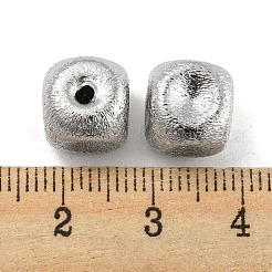 真鍮の織り目加工のビーズ  カドミウムフリー＆ニッケルフリー＆鉛フリー  正方形  プラチナメッキ  9.5x9.5x9.5mm  穴：2.5mm&nbsp;KK-P258-04C-P