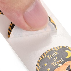 ハロウィン粘着紙ギフトタグステッカー  カボチャとフラットラウンド  ブラック  2.5cm  500PCS /ロールについて&nbsp;DIY-I054-02