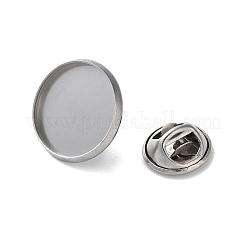 304ステンレススチールフラットラウンドブローチブローチベースセッティング  ステンレス鋼色  17.5x10mm  内径：16mm&nbsp;LS-STAS-S172-10A-P