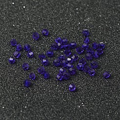多面カットダブルコーンイミテーションクリスタルガラスビーズ  藤紫色  直径約4mm  厚さ3.5mm  穴：1mm&nbsp;X-G22QS072