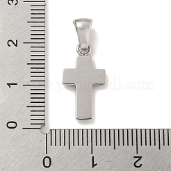 304ステンレススチールキュービックジルコニアペンダント  クロスチャーム  ステンレス鋼色  18.5x10x2mm  穴：6x3mm&nbsp;STAS-C102-04E-P