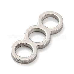 変色しない304ステンレススチールコネクタチャーム  スリーリングリンク  ステンレス鋼色  12.5x4.5x1mm  穴：3mm&nbsp;STAS-G318-06P