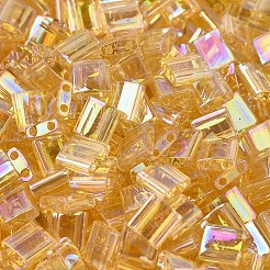 MIYUKIティラビーズ  日本製シードビーズ  2穴  （TL251)透明ライトトパーズab  5x5x1.9mm  穴：0.8mm  約590個/50g&nbsp;SEED-X0054-TL0251