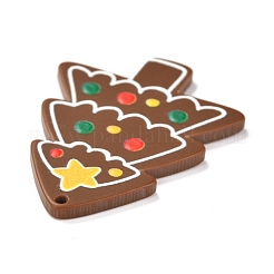 クリスマステーマ3Dプリントレジンペンダント  DIYイヤリングアクセサリー  クリスマスツリー  シエナ  クリスマスツリー模様  39.5x30x2.5mm  穴：1.6mm&nbsp;RESI-I036-06