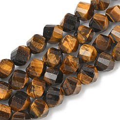 天然石タイガーアイビーズ連売り  多面カット  ツイスト  きいろ  10~10.5x9.5~10.5x9.5~10.5mm  穴：1mm  約38~40個/連  14.96~15.35''（38~39センチメートル）&nbsp;G-C267-B16