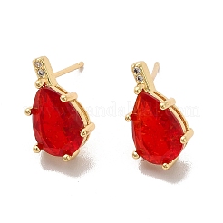 Cubic Zirconia Teardrop Stud Earrings&nbsp;EJEW-C057-13G