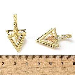 真鍮クリアキュービックジルコニアフープピアス  三角形  18KGP本金メッキ  32.5x17.5mm&nbsp;EJEW-M047-13G