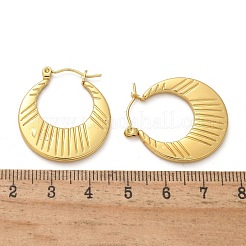 女性用304ステンレスフープピアス  イオンプレーティング（ip）  フラットラウンド  18KGP本金メッキ  28.5x25x2.5mm&nbsp;EJEW-L296-042G