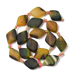 天然バンデットアゲートビーズ連売り  染め＆加熱  菱形  ゴールデンロッド  15~18x11.5~13x5~6.5mm  穴：1.5mm  約16個/連  14.17''（36センチメートル）&nbsp;G-B177-C03-01
