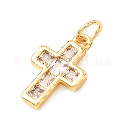 真鍮マイクロパヴェクリアキュービックジルコニアチャーム  クロスチャーム  18KGP本金メッキ  15x9.5x2mm  穴：3.5mm&nbsp;CU-CBA65F0-02G