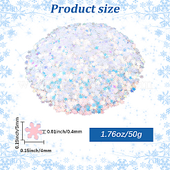 50gのクリスマスプラスチックスノーフレークスパンコール  ネイルアートの装飾の付属品  ミックスカラー  5x4x0.4mm&nbsp;MRMJ-CY0001-04