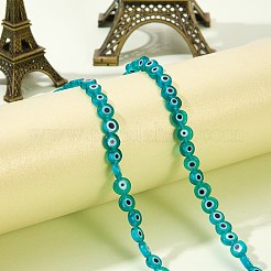 2 Strands Handmade Evil Eye Lampwork Flat Round Beads Strands&nbsp;LAMP-SZ0001-03