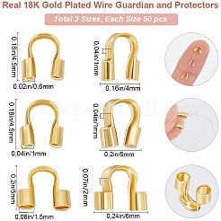 150スタイルのワイヤーガーディアンとプロテクター3個  長持ちメッキ  18KGP本金メッキ  4.5~5x4~6x1~2mm  穴：0.6~1.5mm  50個/スタイル&nbsp;KK-BBC0013-10
