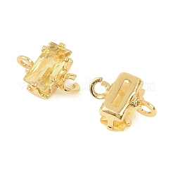 Brass Pave Cubic Zirconia Rectangle Connector Charms&nbsp;KK-P347-06G-01