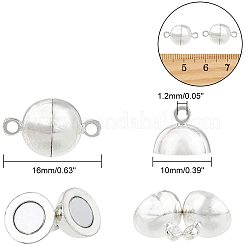 ループ付き真鍮製マグネットクラスプ  ラウンド  銀  16x10mm  穴：1.2mm  50セット /箱&nbsp;PALLOY-NB0001-48