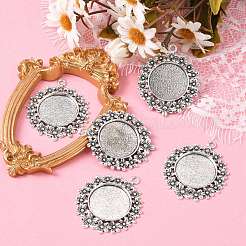 Tibetan Style Alloy Flat Round Pendant Cabochon Settings&nbsp;LS-TIBEP-S238-AS-NR
