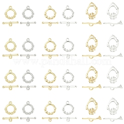 10袋2色真鍮トグル留め具  花と環  ミックスカラー  リング：17x12x2.5mm  バー：5x18x4mm  穴：3x1mm  5袋/カラー&nbsp;KK-YW0003-86