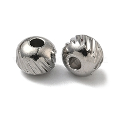 変色しにくい304ステンレススチールビーズ  綾が丸い  ステンレス鋼色  6x5mm  穴：1.5mm&nbsp;LS-STAS-G133-10P