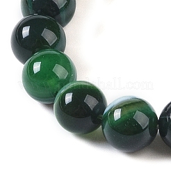 天然石縞瑪瑙/バンデットアゲートビーズ連売り  染め  ラウンド  濃い緑  8mm  穴：1.2mm  約24個/連  7.48''（19センチメートル）&nbsp;G-Z060-A01-B27
